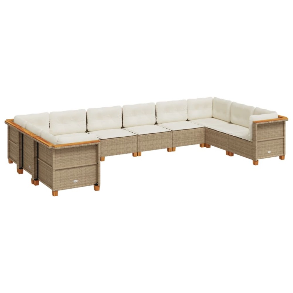 vidaXL Set canapele de grădină cu perne, 10 piese, bej, poliratan