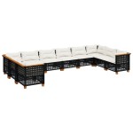 vidaXL Set canapele de grădină cu perne, 10 piese, negru, poliratan