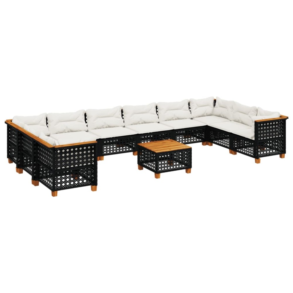 vidaXL Set canapele de grădină cu perne, 11 piese, negru, poliratan