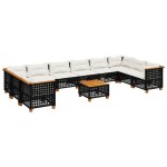 vidaXL Set canapele de grădină cu perne, 11 piese, negru, poliratan vidaXL Set canapele de grădină cu perne, 11 piese, negru, poliratan