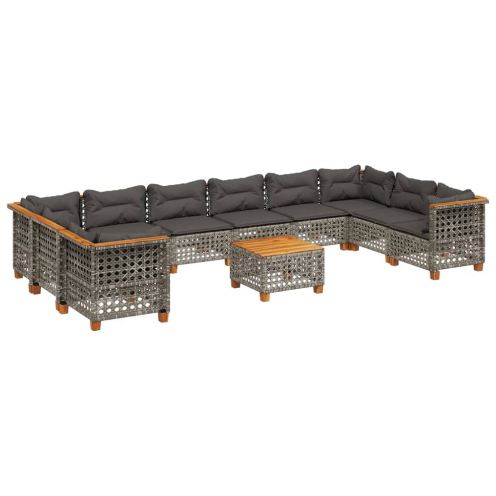 vidaXL Set canapele de grădină cu perne, 11 piese, gri, poliratan