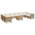 vidaXL Set canapele de grădină cu perne, 11 piese, bej, poliratan