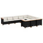 vidaXL Set canapele de grădină cu perne, 10 piese, negru, poliratan vidaXL Set canapele de grădină cu perne, 10 piese, negru, poliratan