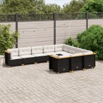 vidaXL Set canapele de grădină cu perne, 10 piese, negru, poliratan vidaXL Set canapele de grădină cu perne, 10 piese, negru, poliratan