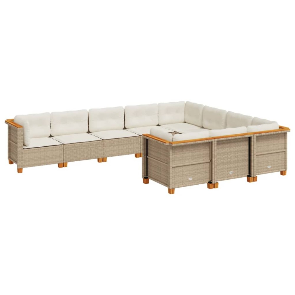 vidaXL Set canapele de grădină cu perne, 10 piese, bej, poliratan