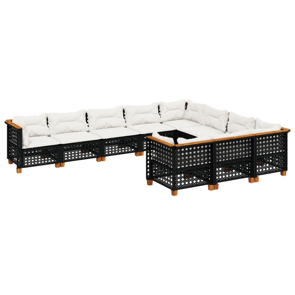 vidaXL Set canapele de grădină cu perne, 10 piese, negru, poliratan