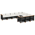 vidaXL Set canapele de grădină cu perne, 10 piese, negru, poliratan