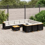 vidaXL Set canapele de grădină cu perne, 11 piese, negru, poliratan vidaXL Set canapele de grădină cu perne, 11 piese, negru, poliratan
