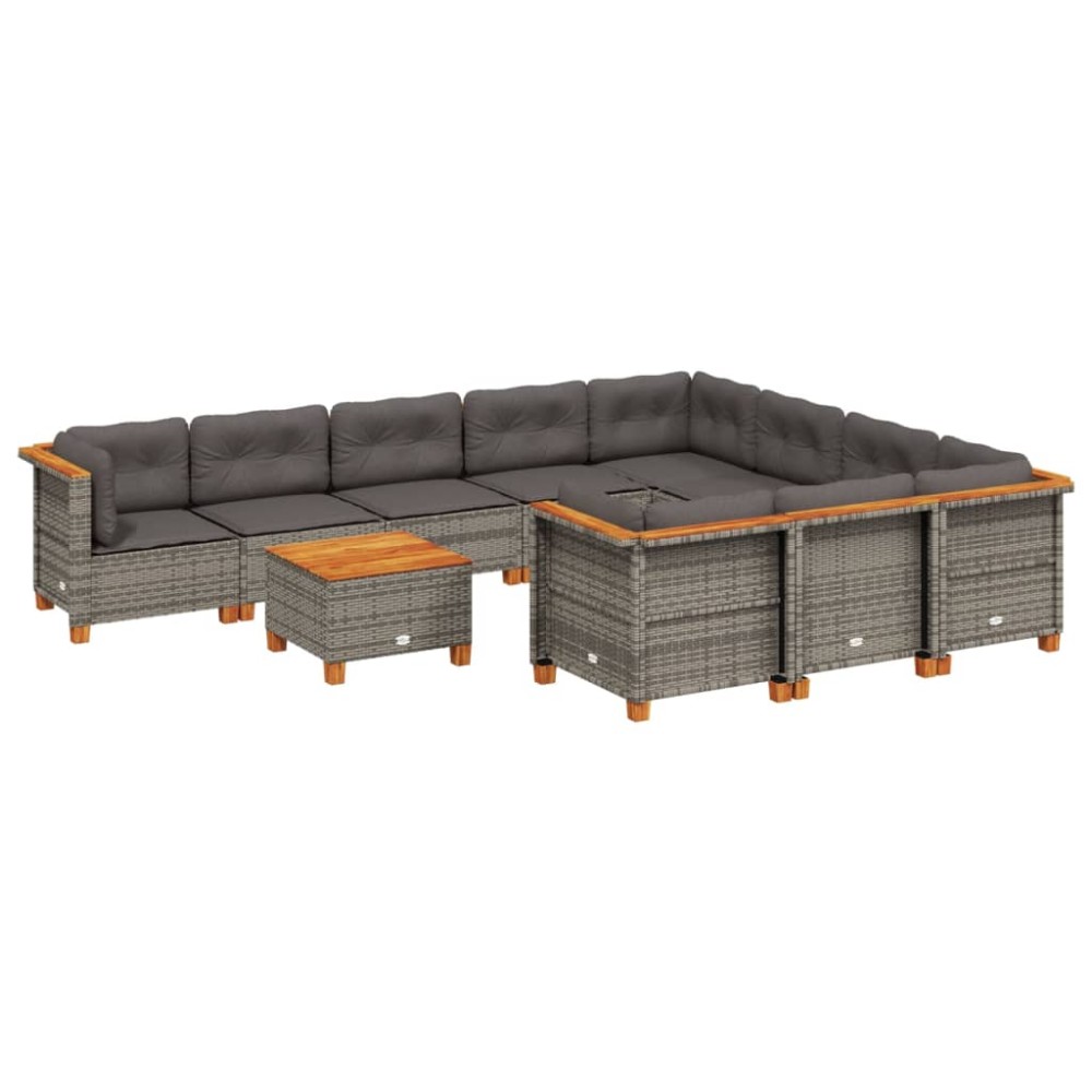 vidaXL Set canapele de grădină cu perne, 11 piese, gri, poliratan