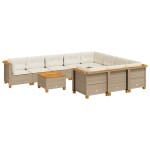 vidaXL Set canapele de grădină cu perne, 11 piese, bej, poliratan