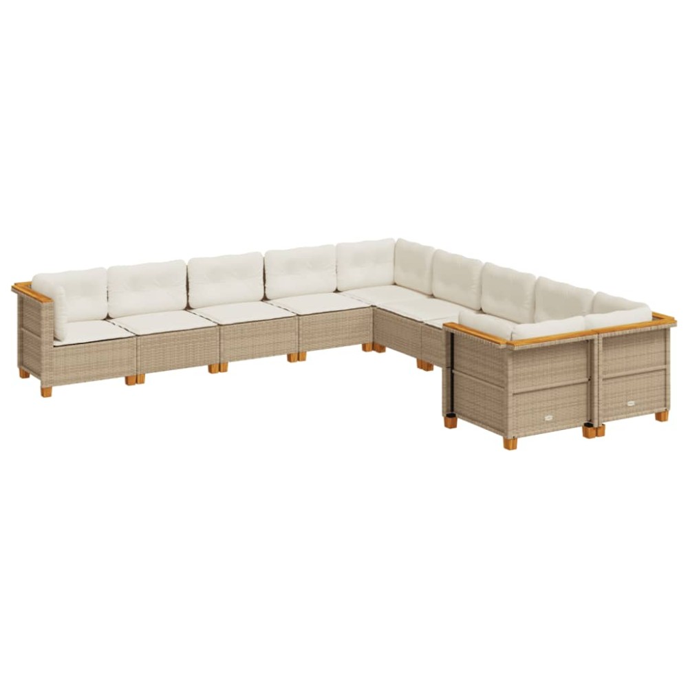 vidaXL Set canapele de grădină cu perne, 10 piese, bej, poliratan