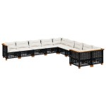 vidaXL Set canapele de grădină cu perne, 10 piese, negru, poliratan vidaXL Set canapele de grădină cu perne, 10 piese, negru, poliratan