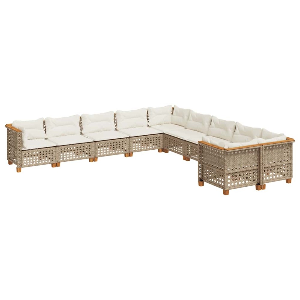 vidaXL Set canapele de grădină cu perne, 10 piese, bej, poliratan
