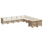 vidaXL Set canapele de grădină cu perne, 10 piese, bej, poliratan