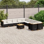 vidaXL Set canapele de grădină cu perne, 11 piese, negru, poliratan vidaXL Set canapele de grădină cu perne, 11 piese, negru, poliratan