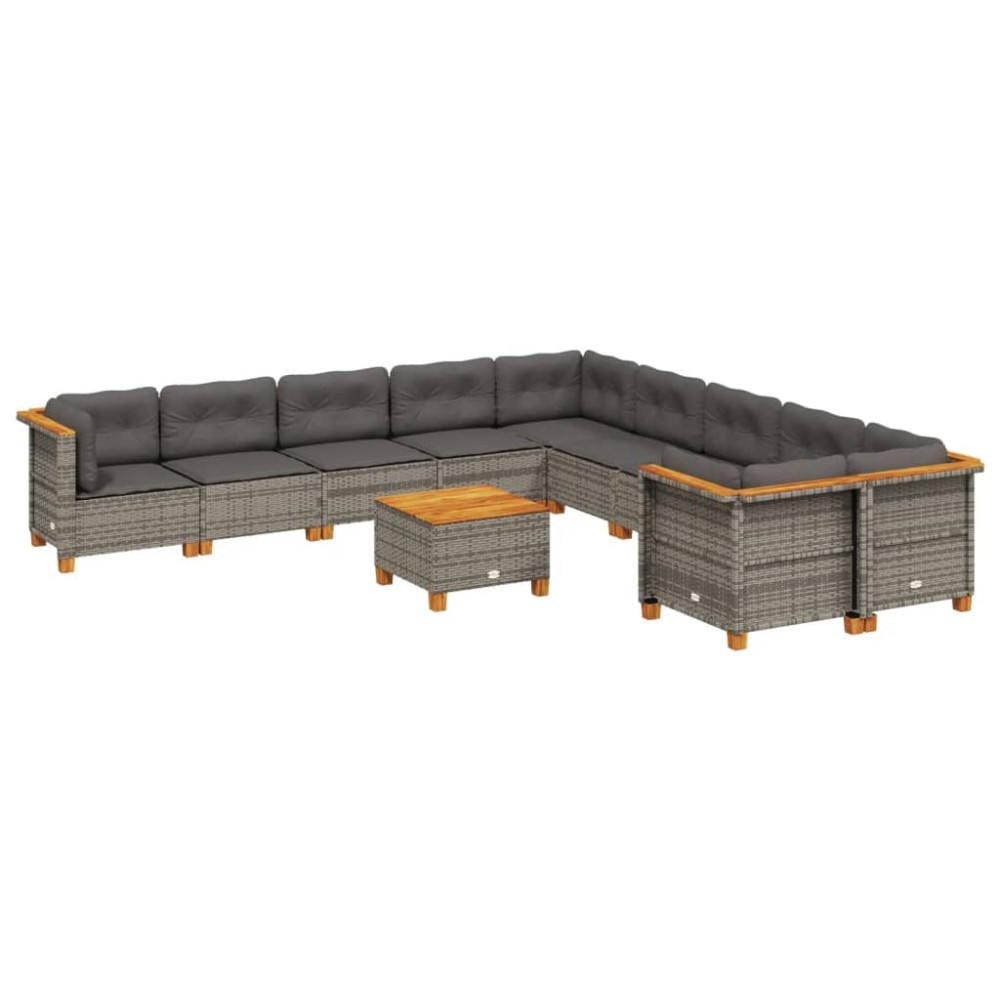 vidaXL Set canapele de grădină cu perne, 11 piese, gri, poliratan