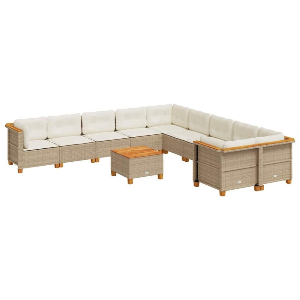 vidaXL Set canapele de grădină cu perne, 11 piese, bej, poliratan