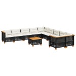 vidaXL Set canapele de grădină cu perne, 11 piese, negru, poliratan vidaXL Set canapele de grădină cu perne, 11 piese, negru, poliratan