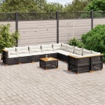 vidaXL Set canapele de grădină cu perne, 11 piese, negru, poliratan vidaXL Set canapele de grădină cu perne, 11 piese, negru, poliratan