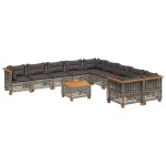vidaXL Set canapele de grădină cu perne, 11 piese, gri, poliratan vidaXL Set canapele de grădină cu perne, 11 piese, gri, poliratan