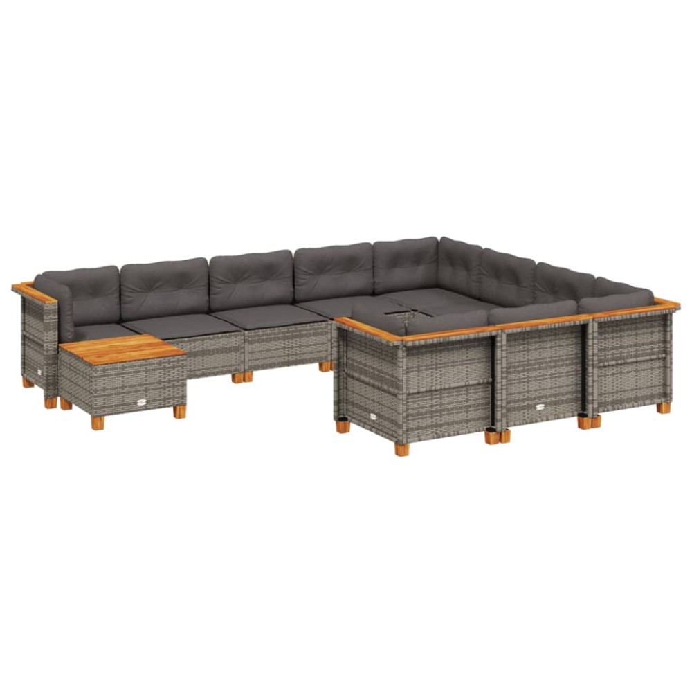 vidaXL Set canapele de grădină cu perne, 11 piese, gri, poliratan
