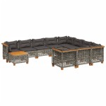 vidaXL Set canapele de grădină cu perne, 11 piese, gri, poliratan