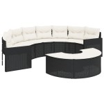 vidaXL Set canapea de grădină, 2 piese, semi-rotunde, negru, poliratan vidaXL Set canapea de grădină, 2 piese, semi-rotunde, negru, poliratan