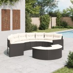 vidaXL Set canapea de grădină, 2 piese, semi-rotunde, negru, poliratan vidaXL Set canapea de grădină, 2 piese, semi-rotunde, negru, poliratan