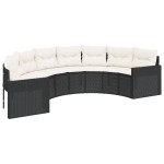 vidaXL Set canapea de grădină, 2 piese, semi-rotunde, negru, poliratan vidaXL Set canapea de grădină, 2 piese, semi-rotunde, negru, poliratan