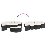vidaXL Set canapea de grădină, 3 piese, semi-rotunde, negru, poliratan