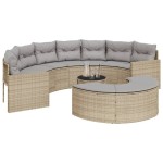 vidaXL Set canapea de grădină, 3 piese, semi-rotunde, bej, poliratan vidaXL Set canapea de grădină, 3 piese, semi-rotunde, bej, poliratan