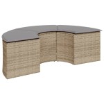 vidaXL Set canapea de grădină, 3 piese, semi-rotunde, bej, poliratan vidaXL Set canapea de grădină, 3 piese, semi-rotunde, bej, poliratan