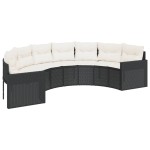 vidaXL Set canapea de grădină, 3 piese, semi-rotunde, negru, poliratan vidaXL Set canapea de grădină, 3 piese, semi-rotunde, negru, poliratan