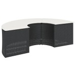 vidaXL Set canapea de grădină, 3 piese, semi-rotunde, negru, poliratan vidaXL Set canapea de grădină, 3 piese, semi-rotunde, negru, poliratan
