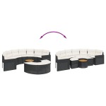 vidaXL Set canapea de grădină, 3 piese, semi-rotunde, negru, poliratan vidaXL Set canapea de grădină, 3 piese, semi-rotunde, negru, poliratan