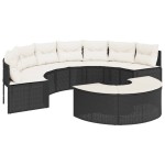 vidaXL Set canapea de grădină, 2 piese, semi-rotunde, negru, poliratan vidaXL Set canapea de grădină, 2 piese, semi-rotunde, negru, poliratan