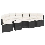 vidaXL Set canapea de grădină, 2 piese, semi-rotunde, negru, poliratan vidaXL Set canapea de grădină, 2 piese, semi-rotunde, negru, poliratan