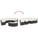 vidaXL Set canapea de grădină, 2 piese, semi-rotunde, negru, poliratan vidaXL Set canapea de grădină, 2 piese, semi-rotunde, negru, poliratan