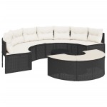 vidaXL Set canapea de grădină, 3 piese, semi-rotunde, negru, poliratan vidaXL Set canapea de grădină, 3 piese, semi-rotunde, negru, poliratan