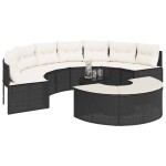 vidaXL Set canapea de grădină, 3 piese, semi-rotunde, negru, poliratan vidaXL Set canapea de grădină, 3 piese, semi-rotunde, negru, poliratan