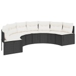 vidaXL Set canapea de grădină, 3 piese, semi-rotunde, negru, poliratan vidaXL Set canapea de grădină, 3 piese, semi-rotunde, negru, poliratan