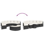 vidaXL Set canapea de grădină, 3 piese, semi-rotunde, negru, poliratan vidaXL Set canapea de grădină, 3 piese, semi-rotunde, negru, poliratan