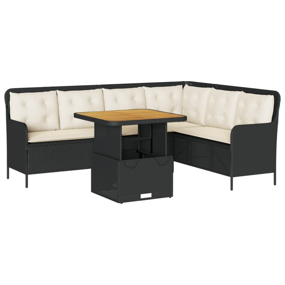 vidaXL Set canapele de grădină cu perne, 2 piese, negru, poliratan