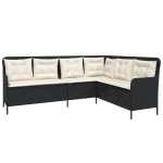 vidaXL Set canapele de grădină cu perne, 2 piese, negru, poliratan