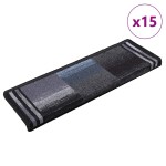vidaXL Covorașe scări autoadezive, 15 buc., negru și gri, 65x21x4 cm