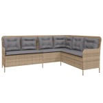 vidaXL Set canapele de grădină cu perne, 2 piese, bej, poliratan vidaXL Set canapele de grădină cu perne, 2 piese, bej, poliratan
