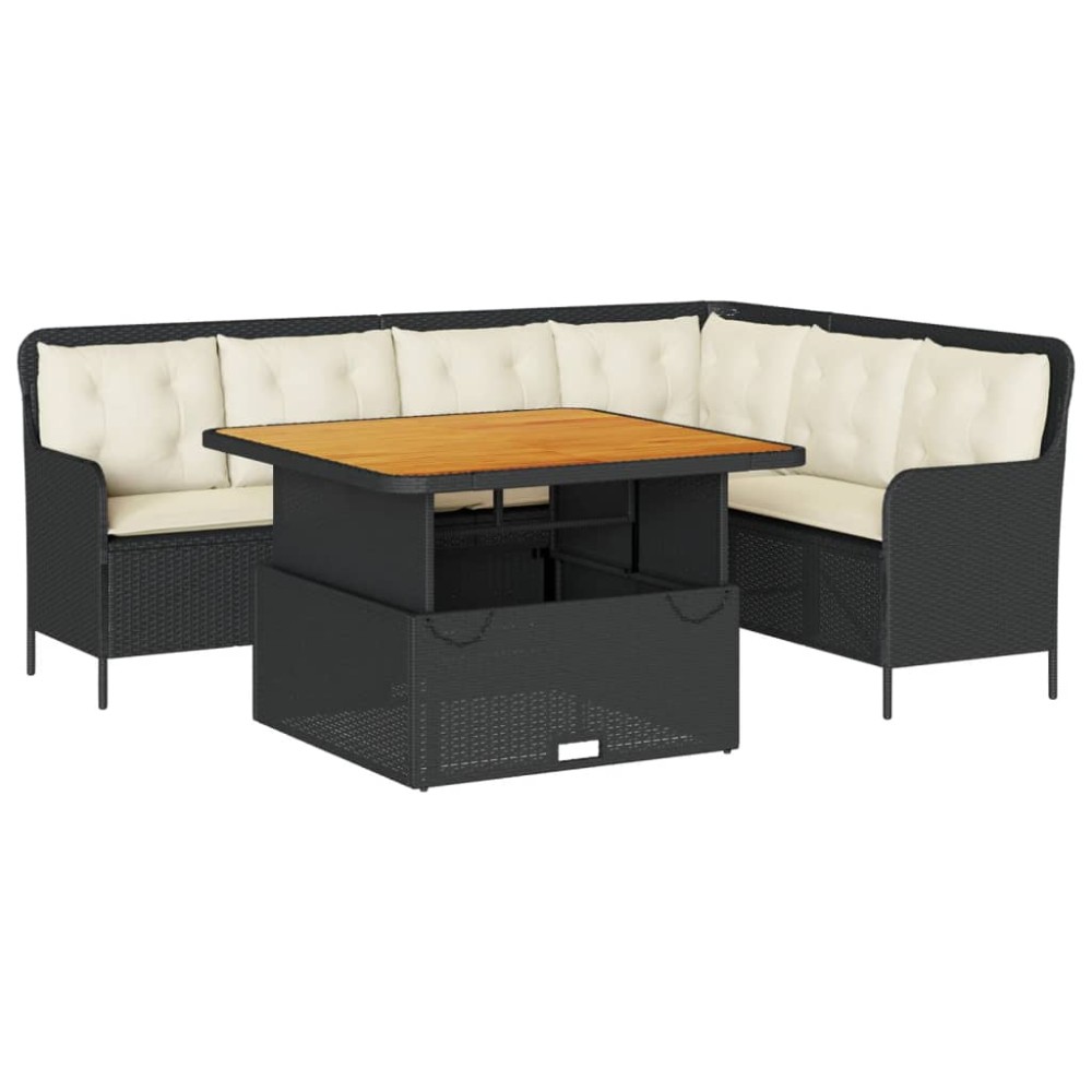 vidaXL Set canapele de grădină cu perne, 2 piese, negru, poliratan