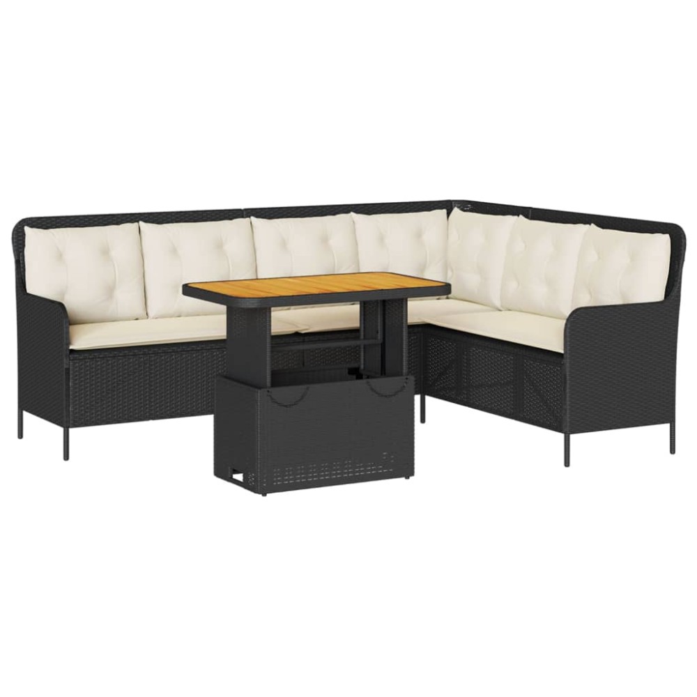 vidaXL Set canapele de grădină cu perne, 2 piese, negru, poliratan