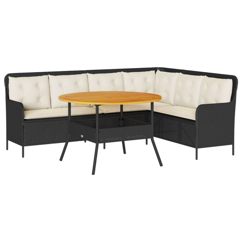 vidaXL Set canapele de grădină cu perne, 2 piese, negru, poliratan
