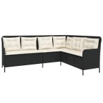 vidaXL Set canapele de grădină cu perne, 2 piese, negru, poliratan